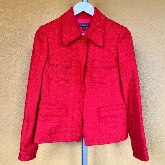Classiques Entier Jackets & Blazers - Classiques Entier < Nordstrom > Red Tweed 4-pocket Blazer Jacket